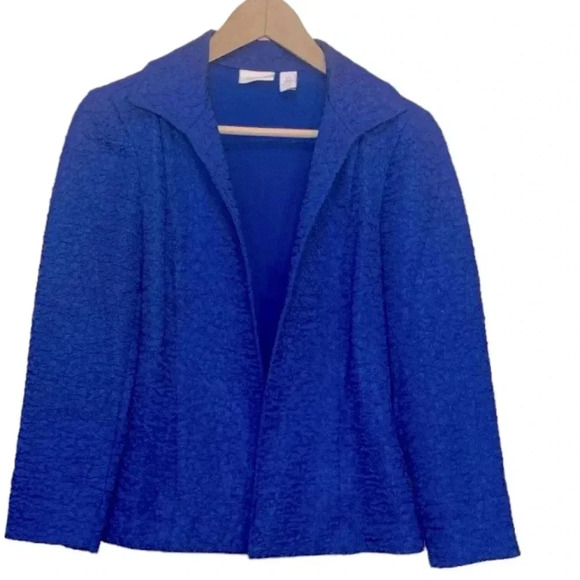 Chico Textured, Brilliant Blue, Mid weight,  Open Blazer Size 0 - Picture 1 of 5